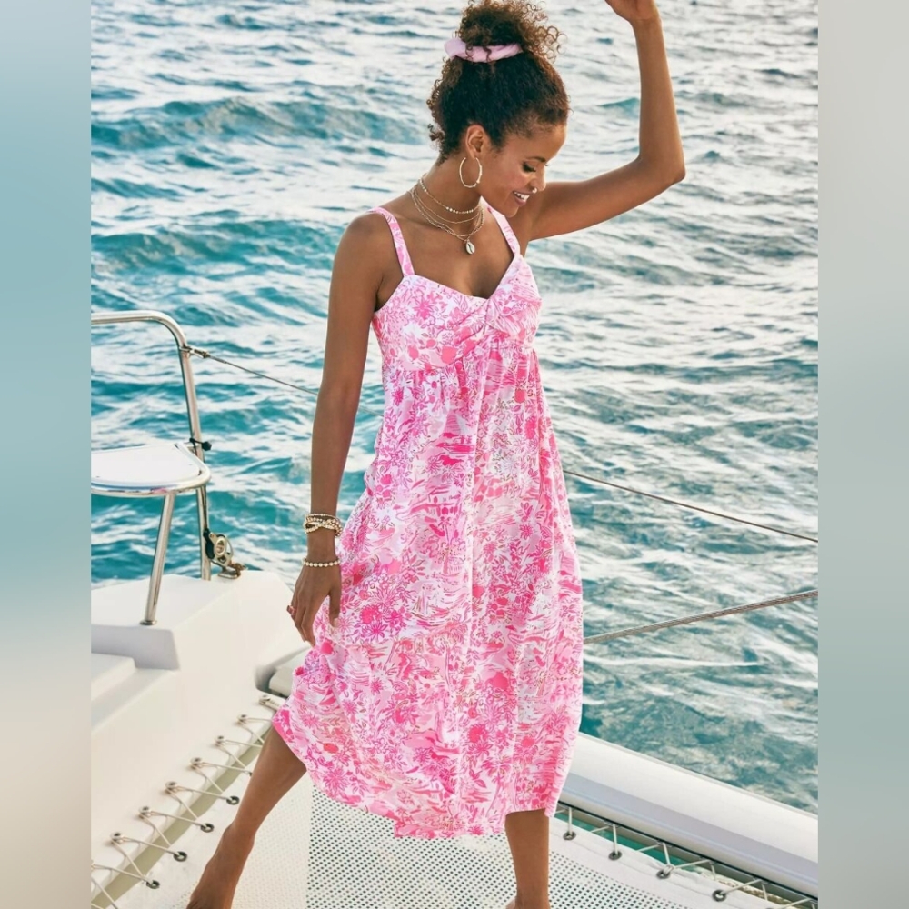NWT Lilly Pulitzer Women's Azora Floral Cotton Midi Dress